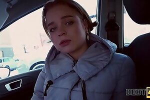 Debt4k. Hottie Calibri Angel blows agent in his car and has anal with him sex indoors